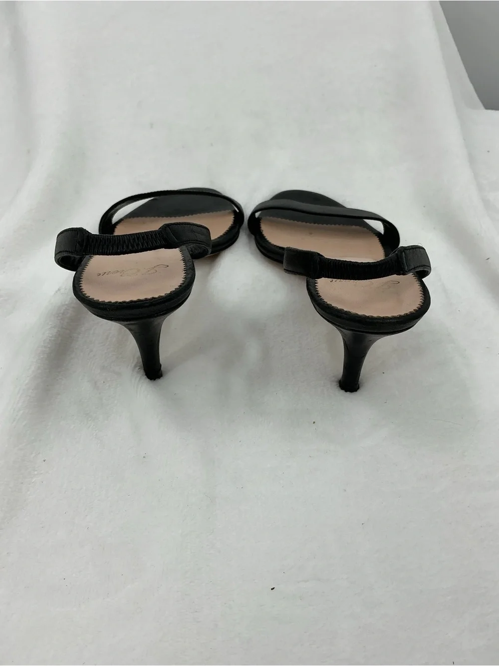 J. Crew Black Slingback Sandals with Nude Insole B60